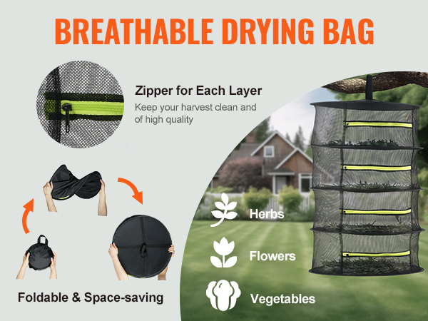 4 Layer Drying Net Herbs with Zips Herb Drying Rack Removable
