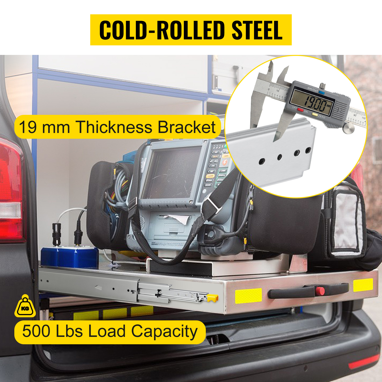 VEVOR Drawer Slides with Lock, 1 Pair 30 inch, Heavy-Duty Industrial Steel up to 500 lbs Capacity, 3-Fold Full Extension, Ball Bearing Lock-in & Lock-Out, Side Mount