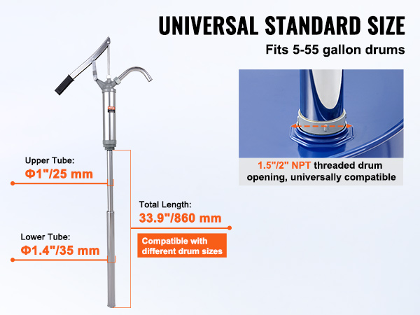 VEVORi trummelpump, 10 untsi. Per StrokeVEVORi trummelpump, 10 untsi. Per Stroke  