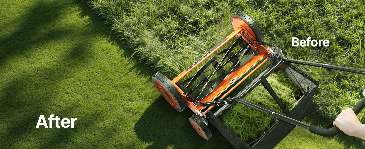 Spindelmäher Rasenmäher Handmäher 450Mm Schnittbreite 5 Klingen 35-62 mm Push Reel Lawn Mower A100 1.14w