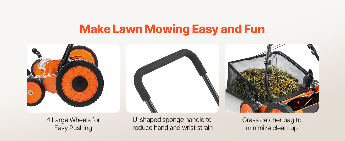 Spindelmäher Rasenmäher Handmäher 450Mm Schnittbreite 5 Klingen 35-62 mm Push Reel Lawn Mower A100 1.16w