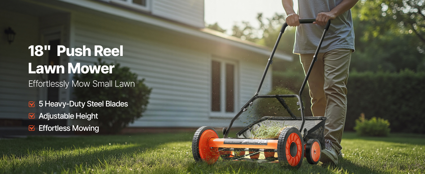 Spindelmäher Rasenmäher Handmäher 450Mm Schnittbreite 5 Klingen 35-62 mm Push Reel Lawn Mower A100 1.4w