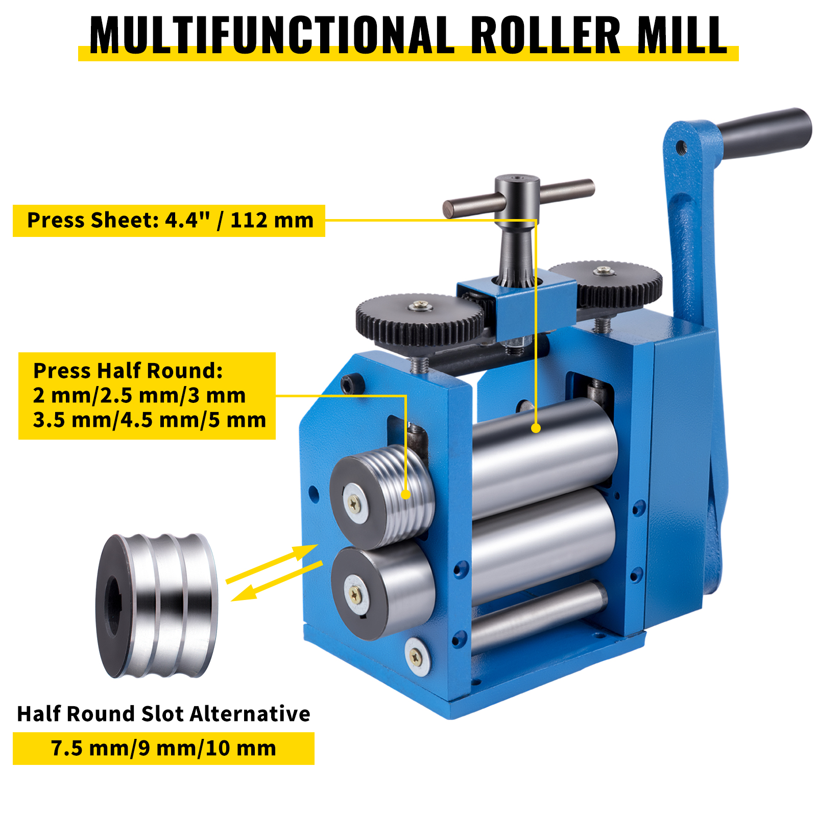 Rolling Mills 3/76mm Jewelry Rolling Mill Machine Gear Ratio 1:2.5 Wire  Roller Mill 0.1