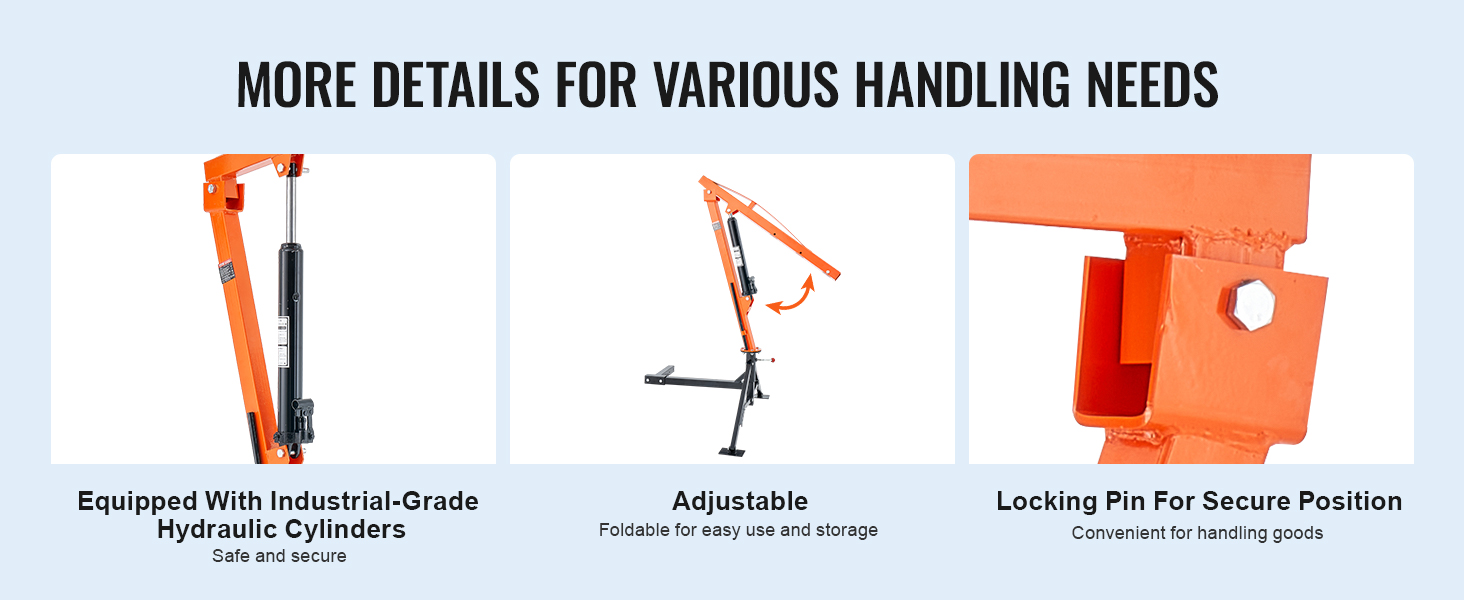 Vevor Hydraulic Pickup Truck Crane Hoist Crane 1000 Lbs 360 Swivel