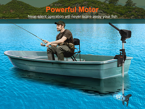 VEVOR Electric Trolling Motor 55lb Thrust Transom Mounted 24-Volt Boat  Motor Variable Speed 10 LED Indicator for Kayak, Inflatable Fishing Boats  (30 Shaft)