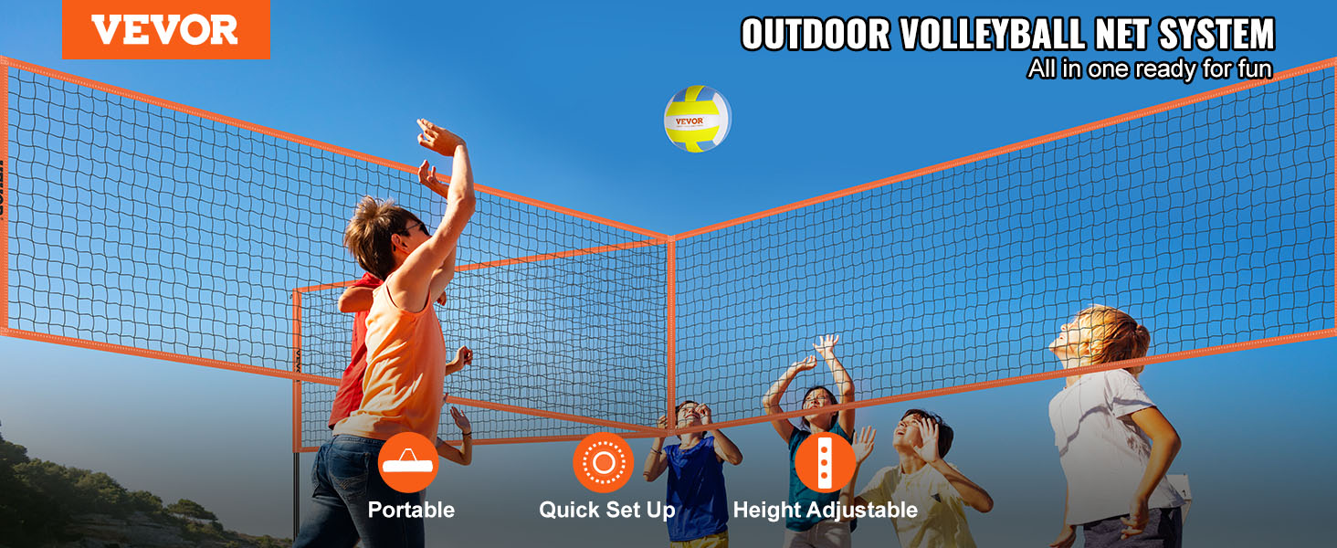 Filet de badminton portable avec support de volley-ball pour jardin de jeux