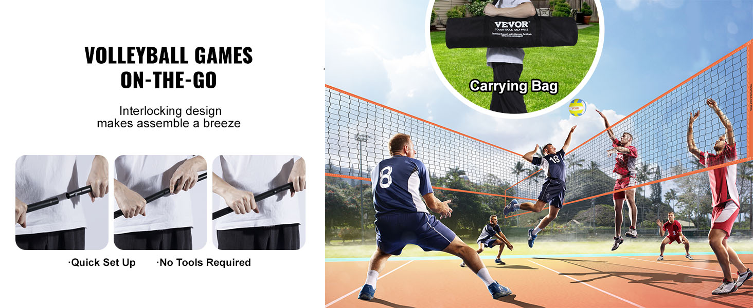 VEVOR Filet de Volleyball 4 Voies, Ensemble de Filet de Badminton à Hauteur  Réglable pour Pelouse