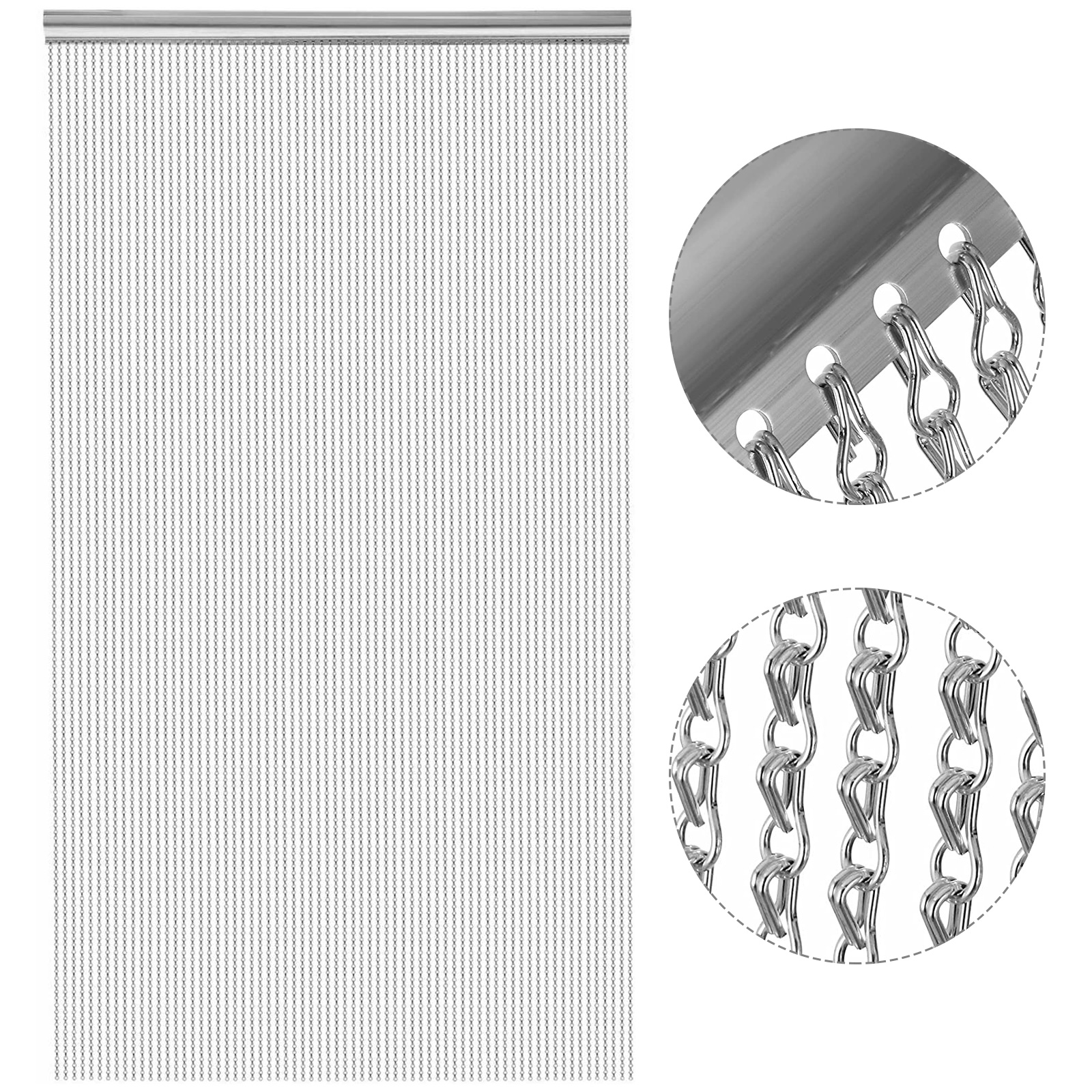 3ft Aluminium Chain Strip Curtain Fly Pest Insect Control Decoration Door Screen 