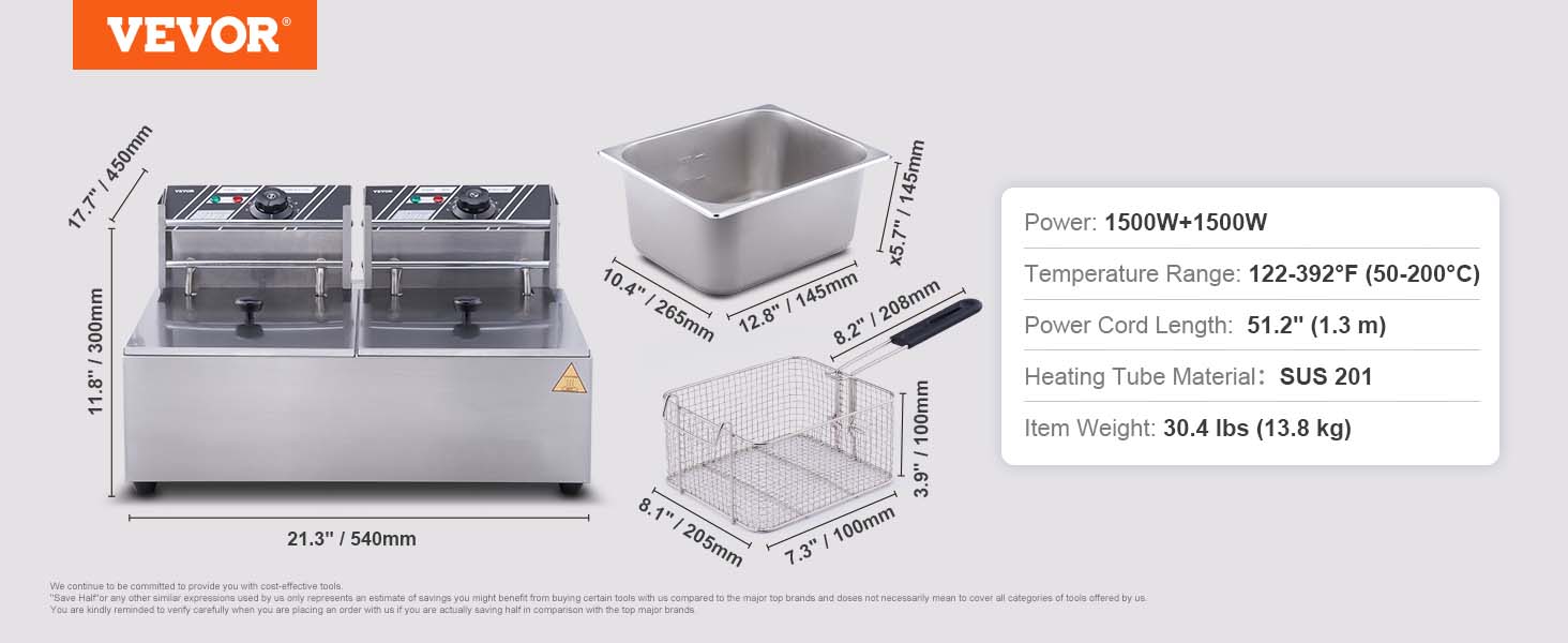 Title 11, VEVOR Electric Deep Fryer w/Dual Removable Tank...