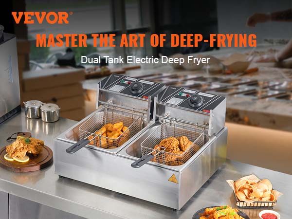 VEVOR 23-Quart Dual Zone Non-stick Deep Fryer in the Deep Fryers