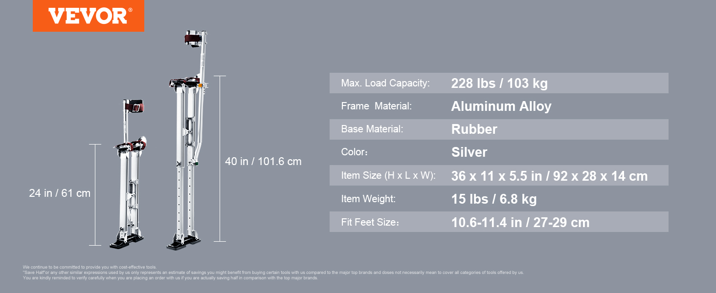 Trampoli per cartongesso, alluminio, 61-101,6cm