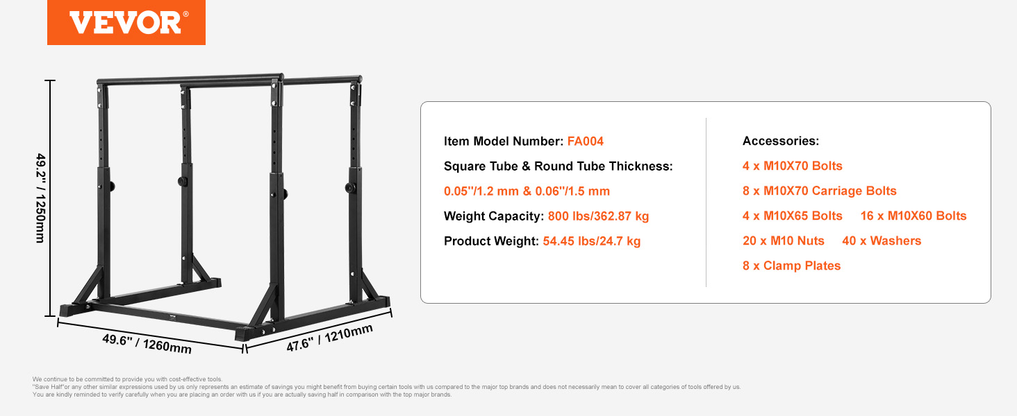 VEVOR Dip Bar, kapacita 800 lb, Stanice na ponoření do těžkého provozu s nastavitelnou výškou, Stabilizátor na posilovací tyč Stabilizátor Parallette Push Up Stojan, paralelní tyče pro silový trénink Domácí posilovna