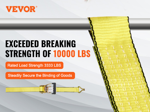 2 x 27' Ratchet Strap with Double J-Hook - Break Strength: 10,000 lbs
