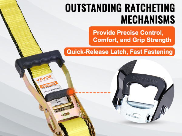 VEVOR Ratchet Tie Down Straps (4PK), 5000 lb Break Strength, Double J Hook  Includes 4 Premium