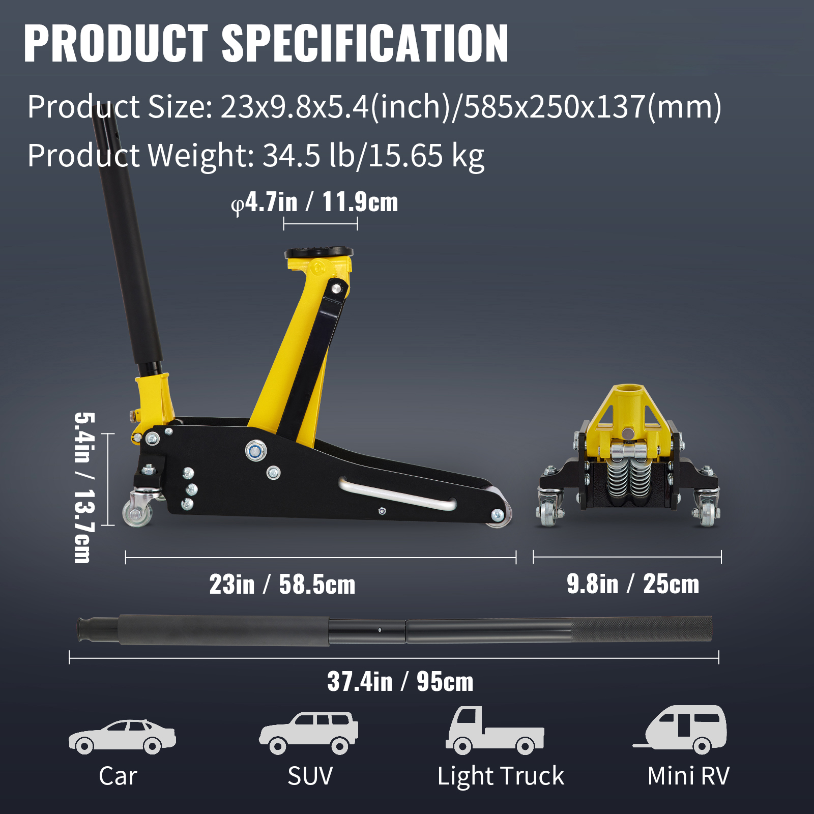 VEVOR Low Profile Floor Jack 2.5/4/3/1.5 Ton Heavy-Duty/Aluminum Steel Car Jack