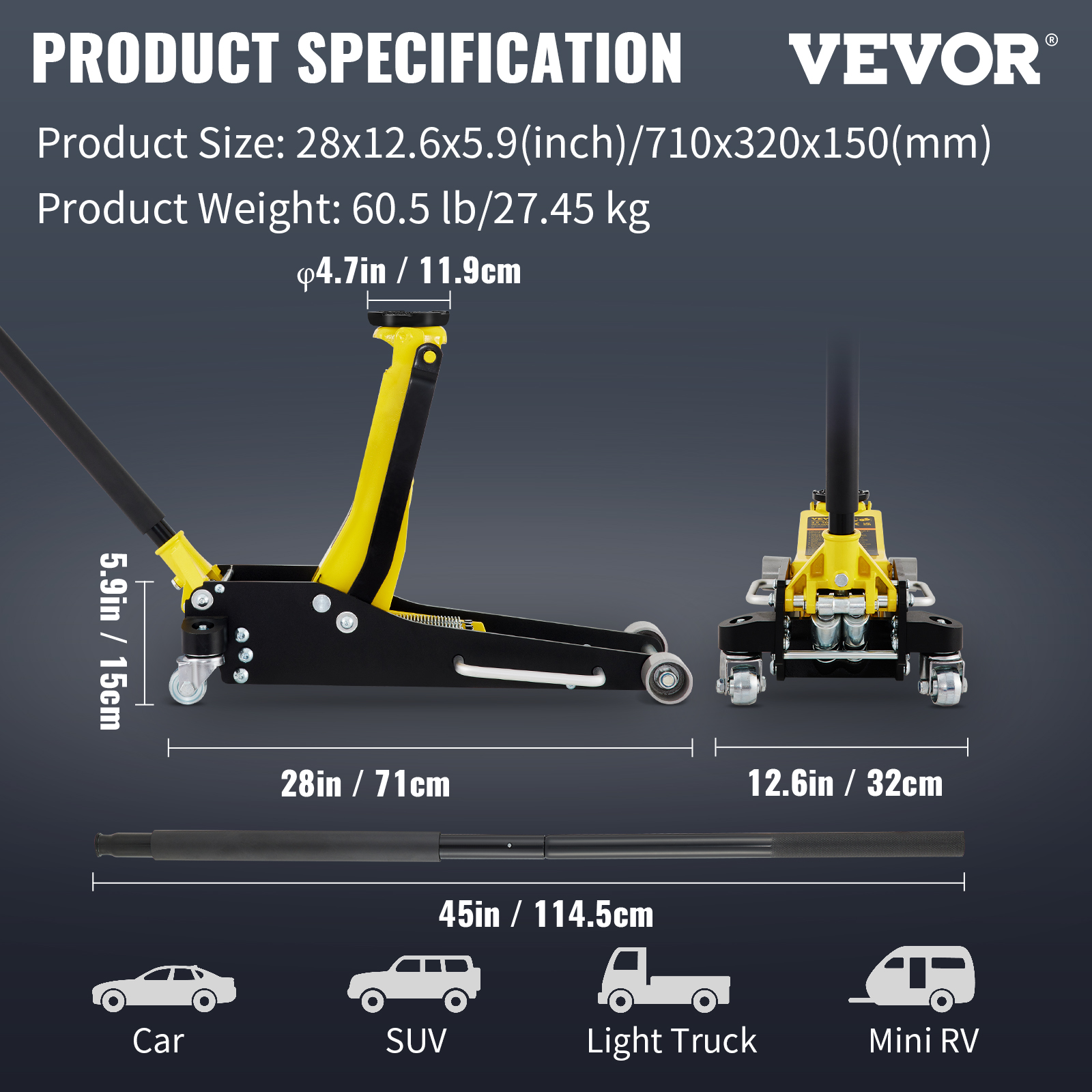 VEVOR Low Profile Floor Jack 2.5/4/3/1.5 Ton Heavy-Duty/Aluminum Steel Car Jack