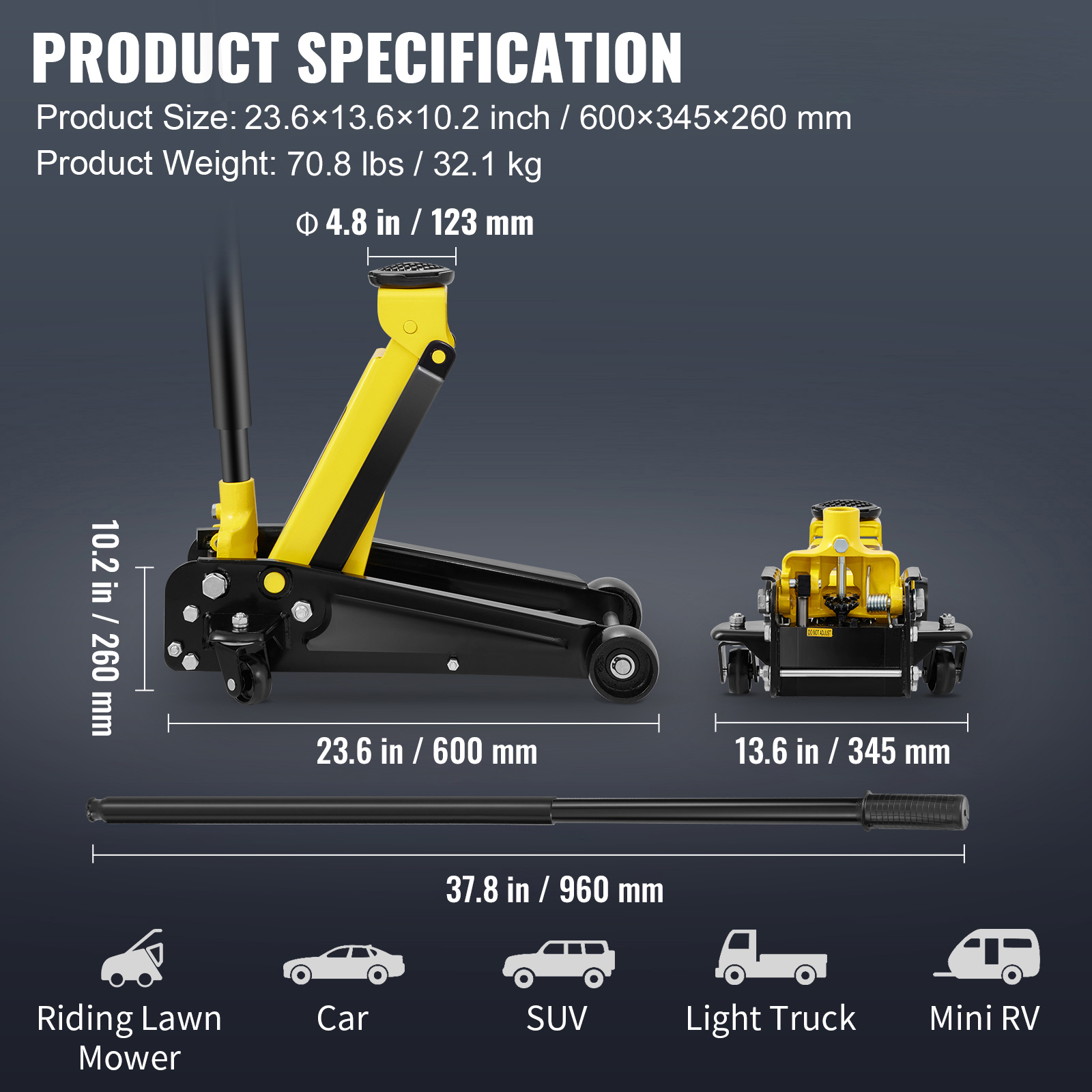 VEVOR Low Profile Floor Jack 2.5/4/3/1.5 Ton Heavy-Duty/Aluminum Steel Car Jack