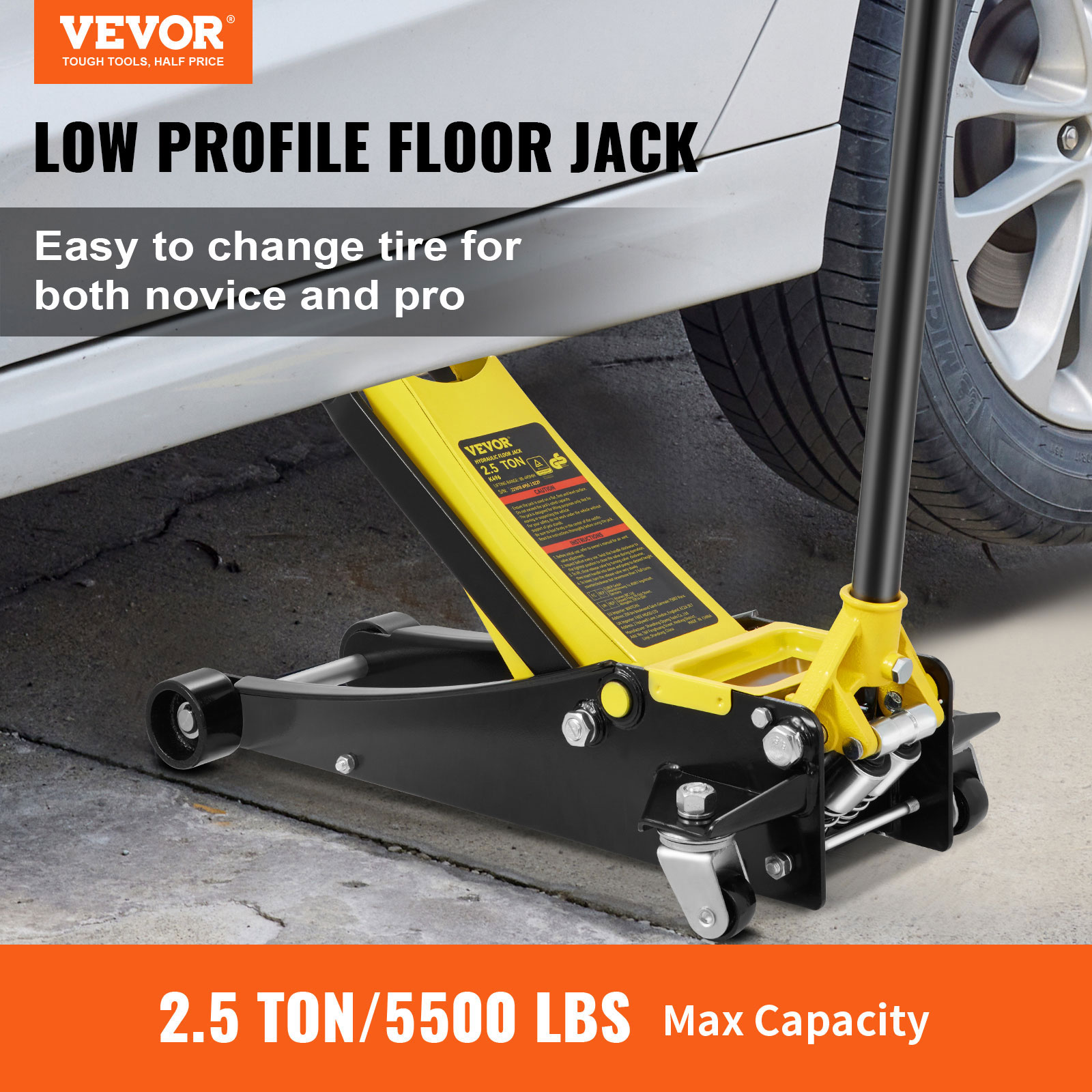 VEVOR Low Profile Floor Jack 2.5/4/3/1.5 Ton Heavy-Duty/Aluminum Steel Car Jack