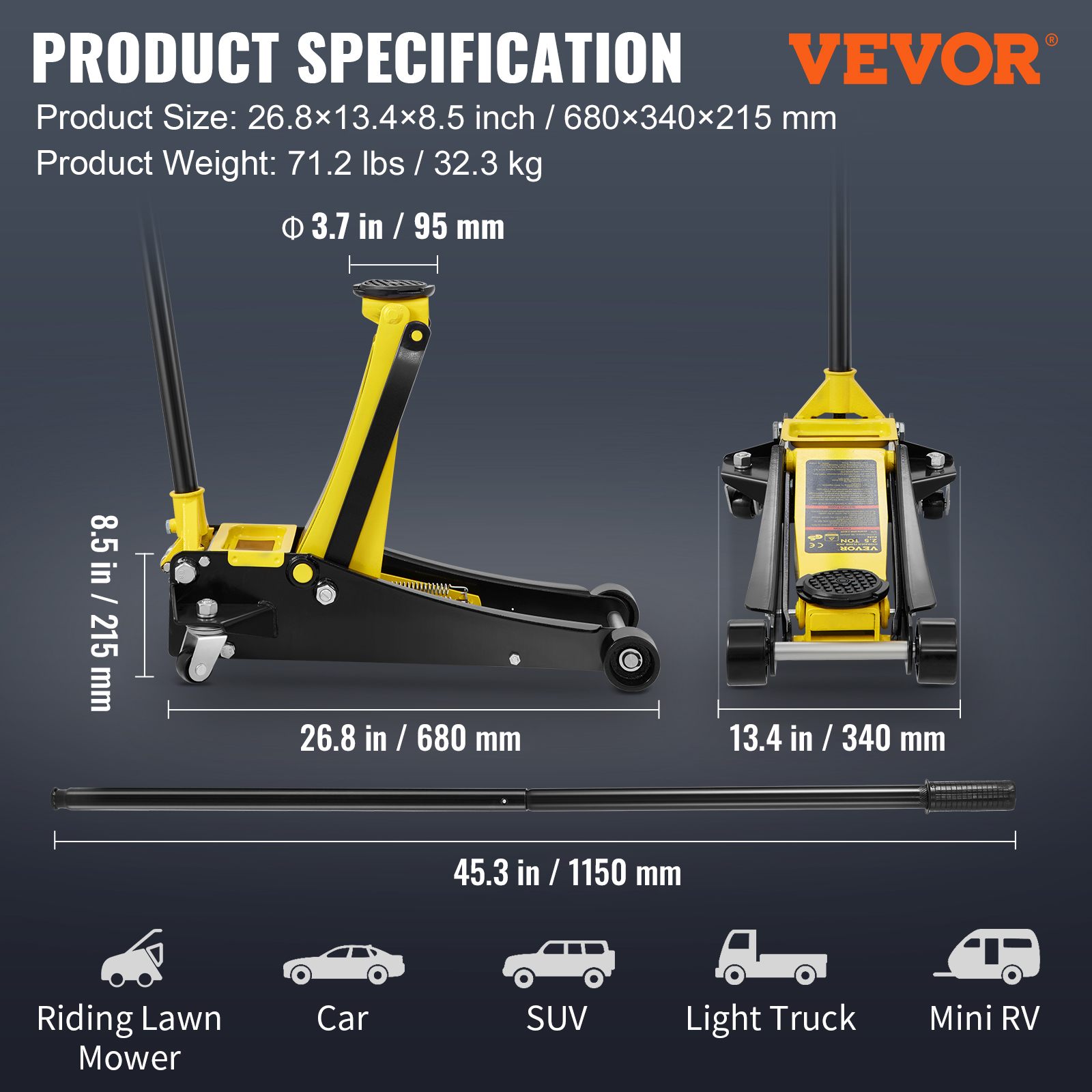 VEVOR Low Profile Floor Jack 2.5/4/3/1.5 Ton Heavy-Duty/Aluminum Steel Car Jack