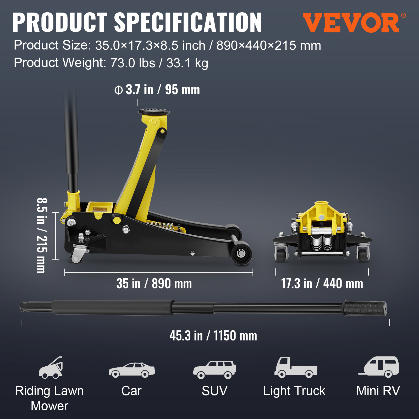 VEVOR Low Profile Floor Jack 2.5/4/3/1.5 Ton Heavy-Duty/Aluminum Steel Car Jack