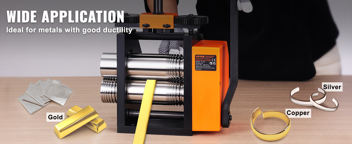 VEVOR Jewelry Rolling Mill – 75mm Width, 1:2 Gear Ratio, Steel, For Gold/Silver/Copper