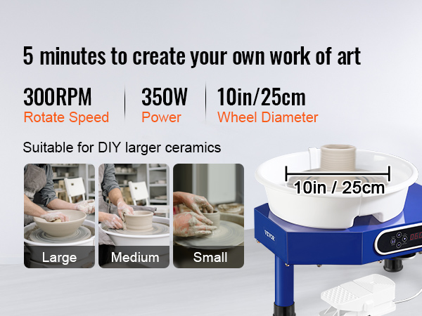 VEVOR Pottery Wheel 25cm Pottery Forming Machine with Sculpting Set  Adjustable Ceramic Pottery Wheel 280W with Foot Pedal Art Craft DIY Clay  Tool for Ceramic Work Ceramics Clay