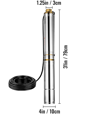 VEVOR Well Pump 1 HP Submersible Well Pump 33GPM Deep Well Pump 207ft ...