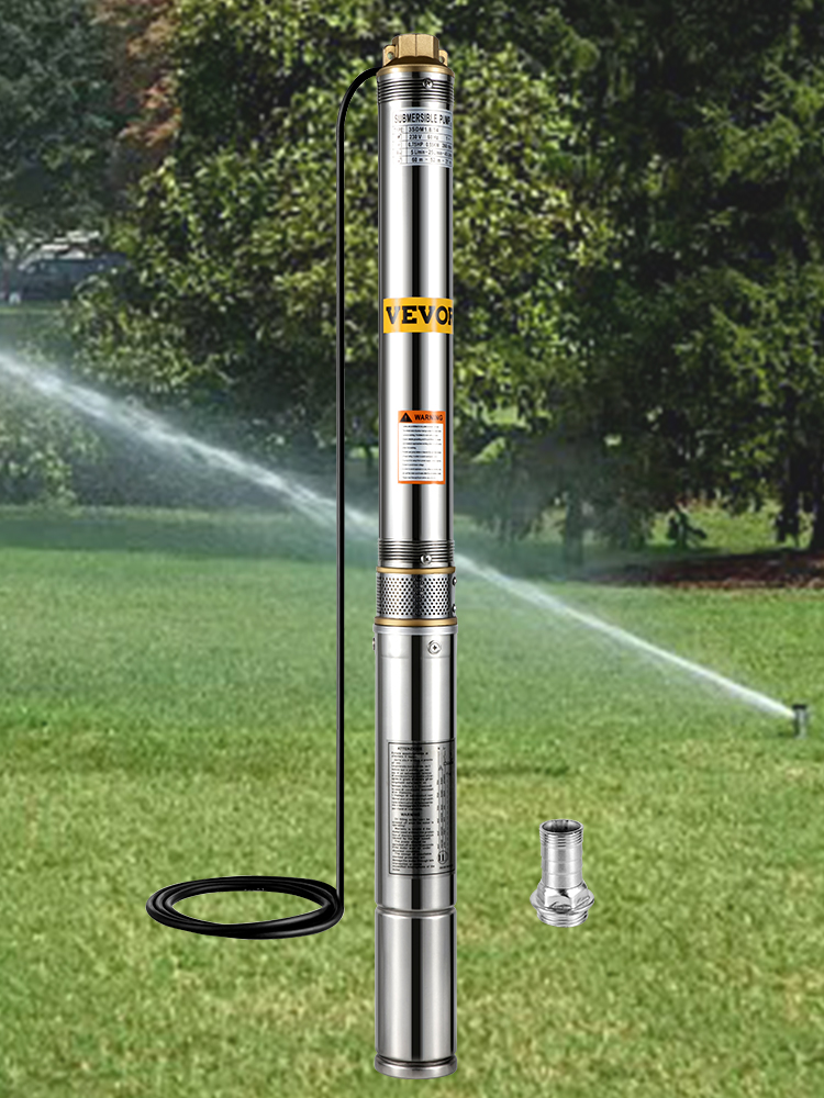 VEVOR Submersible Well Pump, 3/4HP Deep well Submersible Pump 270ft