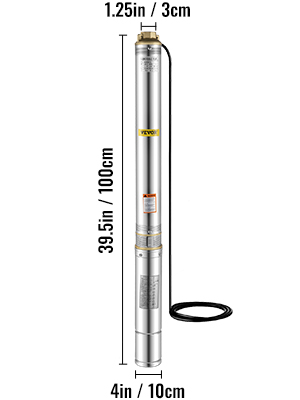 Bomba de pozo VEVOR 1.5 HP 220V Bomba de pozo sumergible Cabeza de 335 pies  24GPM Bomba de pozo profundo de acero inoxidable para uso industrial y