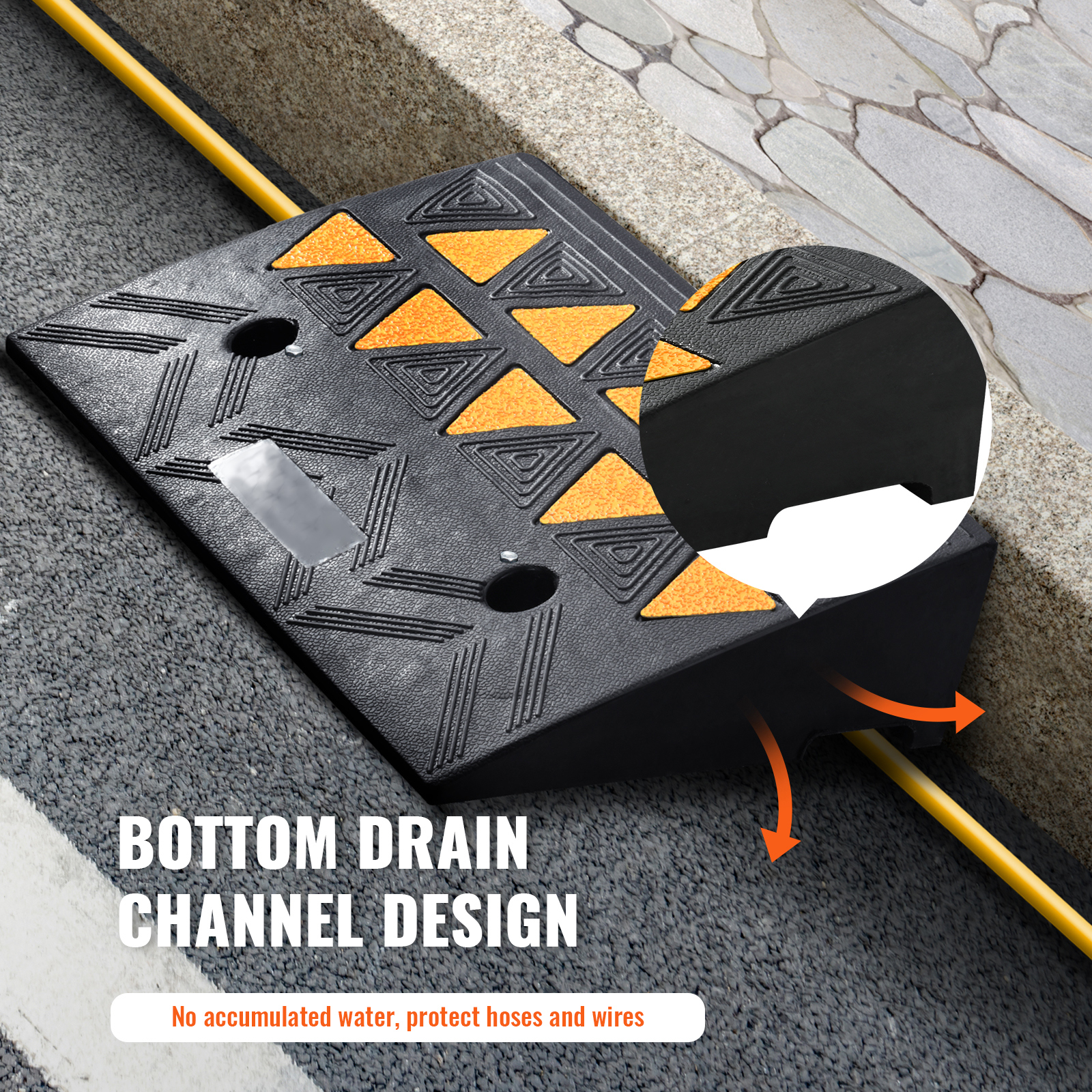 Uimoso Rubber Curb Ramp for Driveway Heavy Duty Threshold Ramp 3.7