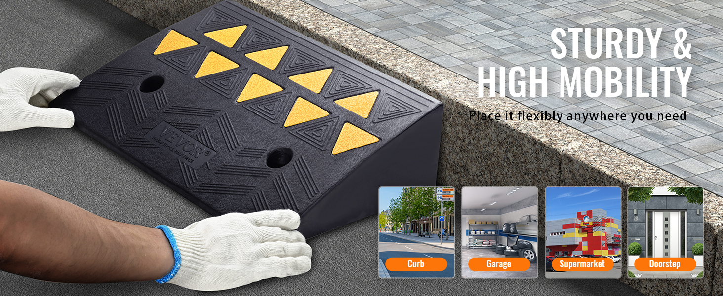 2 Pack Threshold Curb Ramps – 19.3x14.6x6 Inches – Heavy Duty Rubber – 33,069 Lbs Capacity Per Axle