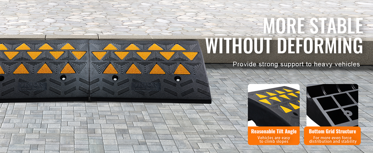 thumbnail image 2 of Heavy Duty 3-Pack Rubber Driveway Curb Ramps - 48x16x2.6, 15 Tons Capacity Each 2 of 6