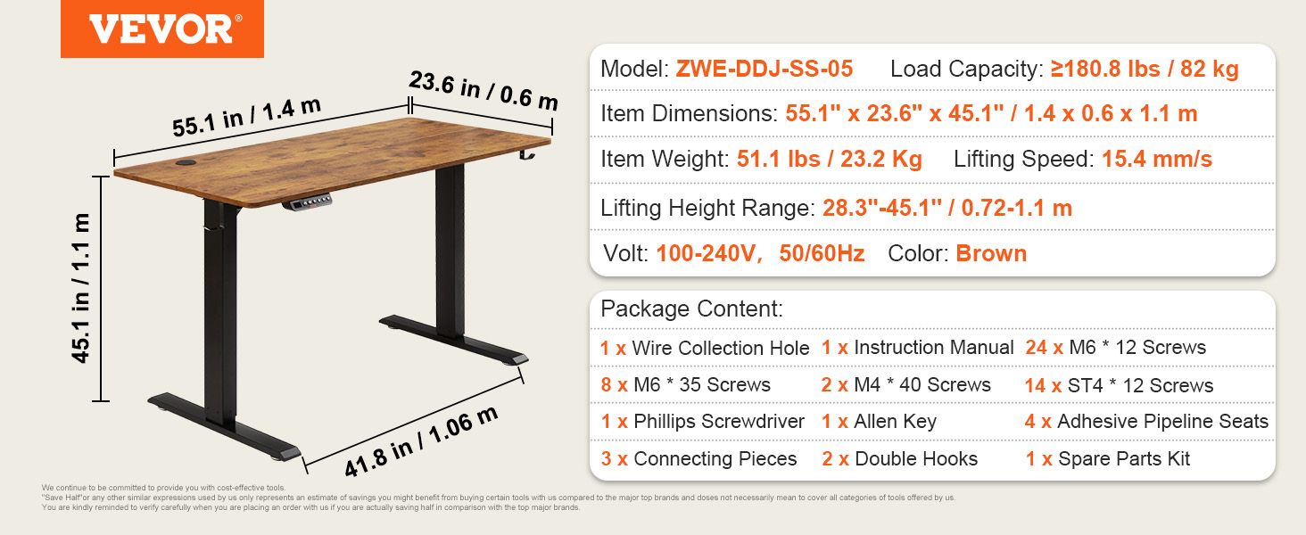 Height Adjustable Desk,180 LBS,55.1\