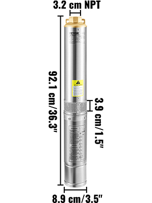 Bomba sumergible para pozos profundos, flujo de 105 l/min, altura de 62 m