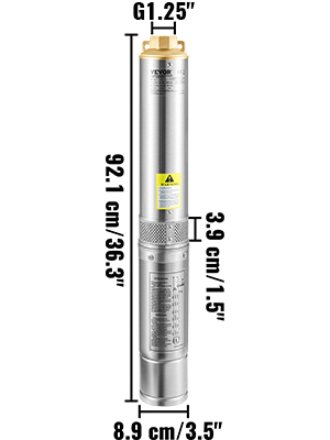 Vevor Pompa D'acqua Sommersa 750w 105l/min In Acciaio Inox Prevalenza Max 62 M