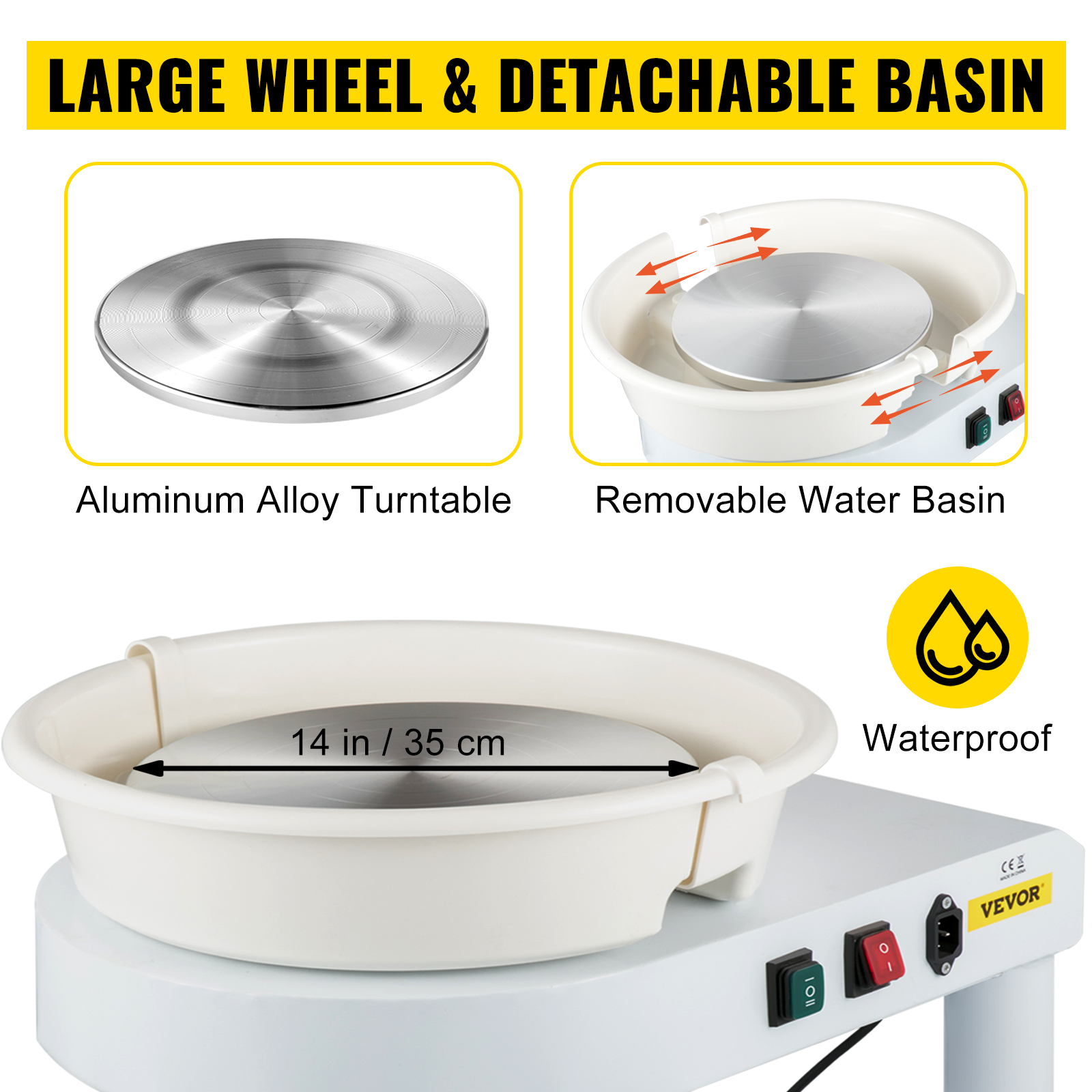 VEVOR 14 in. White Pottery Wheel 450-Watt Electric Ceramic Work Clay  Forming Machine for Adult with Foot Pedal and ABS Basin TYLPJ14YCTYLPJ001V1  - The Home Depot