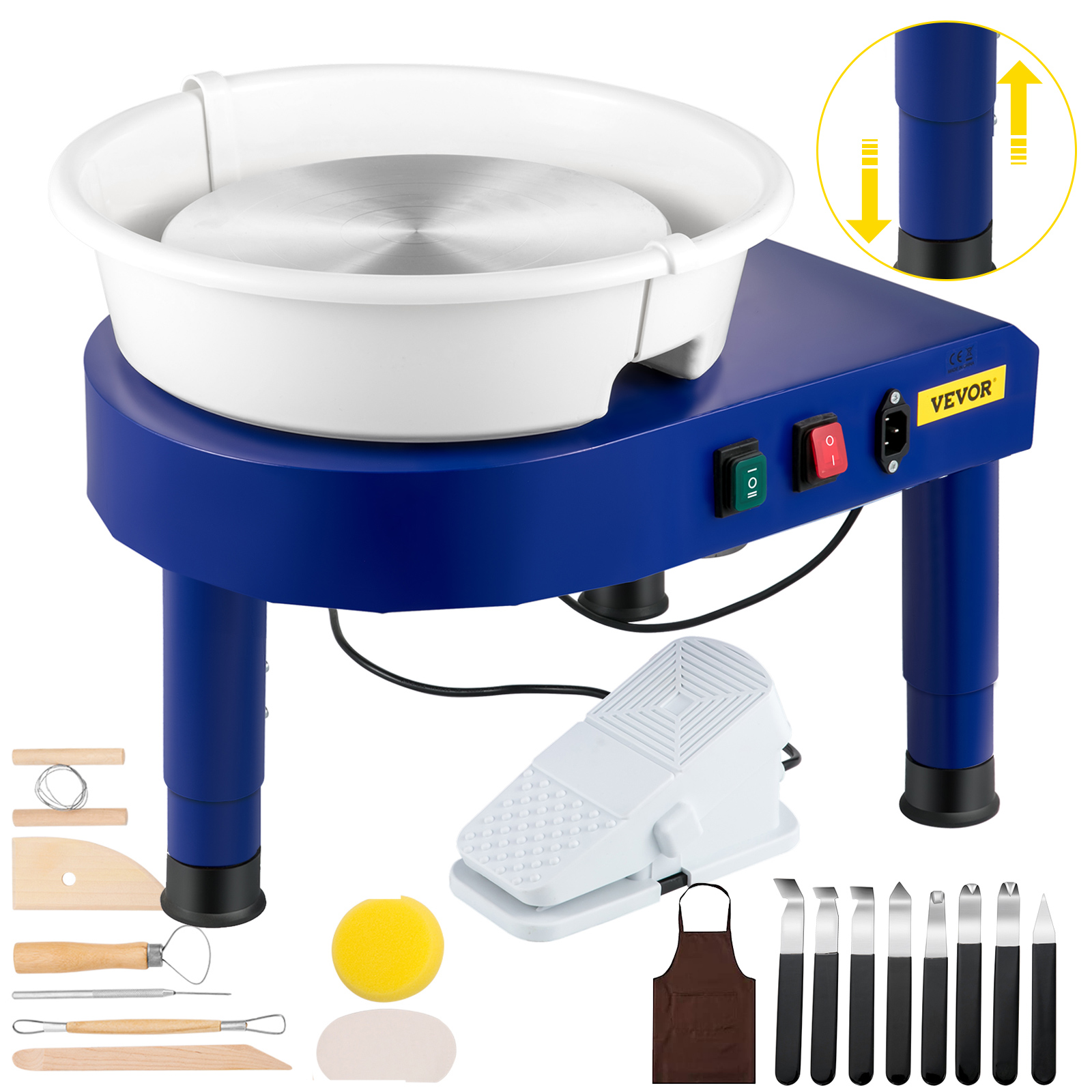 Pottery Wheel Pottery Forming Machine 25CM 350W Detachable Basin Electric  Pottery Wheel with Foot Pedal DIY Clay Tool Ceramic Machine (Orange)