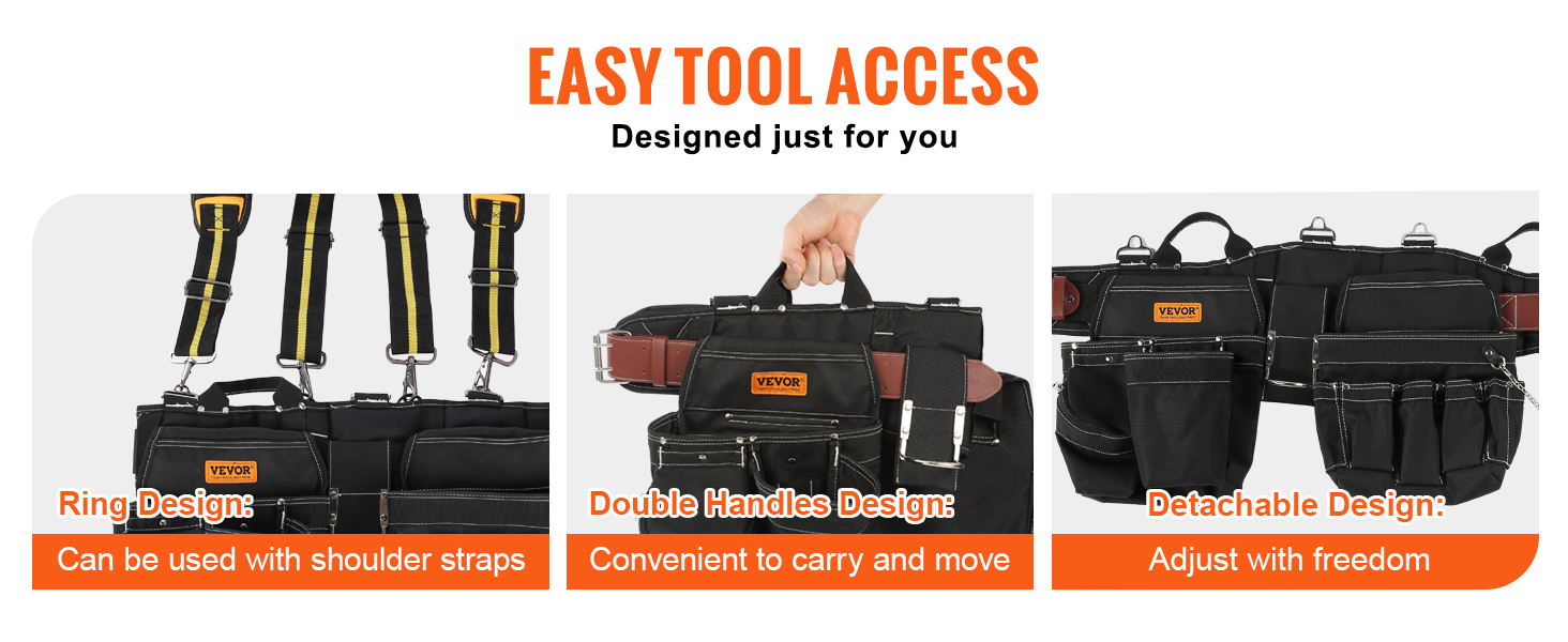 Cinturón de herramientas, 26 bolsillos de nailon para hombres, bolsa de  herramientas desmontable y ajustable para electricista, carpintero