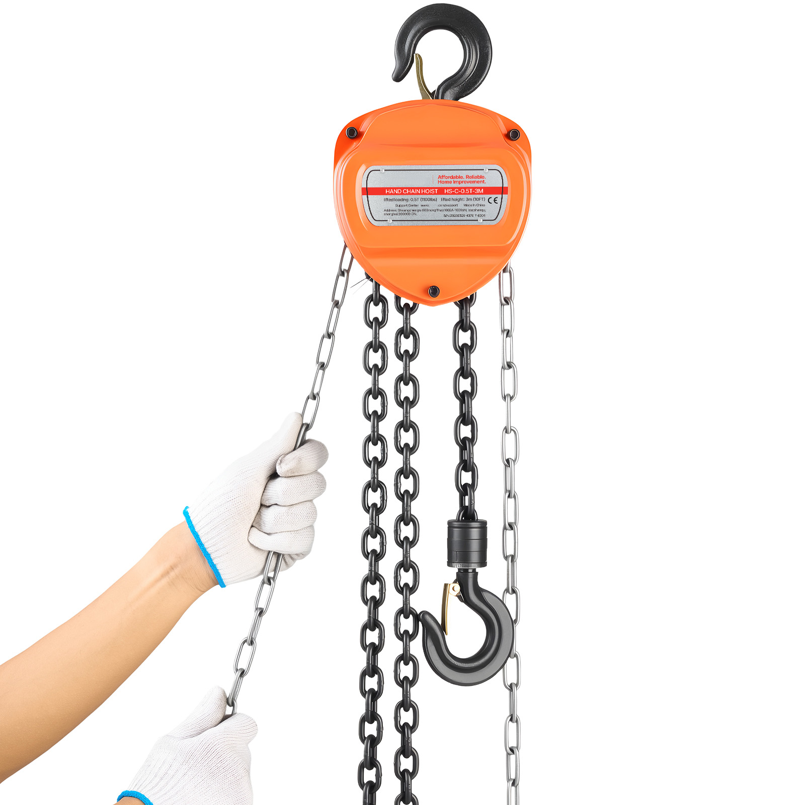 Uimoso Manual Chain Hoist 1100-6600lbs Load w/10/20ft G80 Chain 1T/2T/3T - Produktbild 9