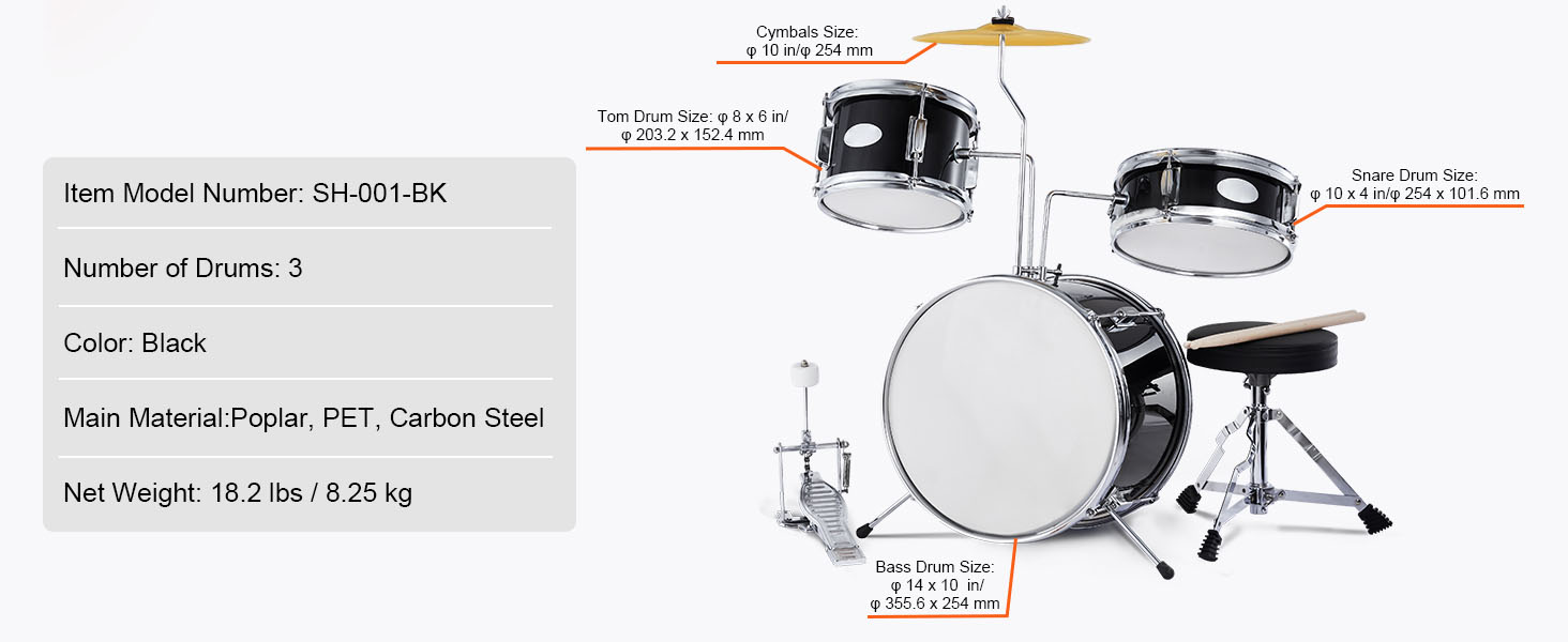 black kids drum set