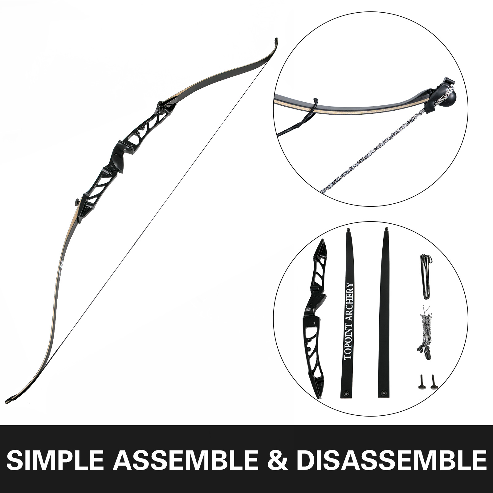 VEVOR Recurve Bow Set 20lbs Archery Bow Aluminum Alloy Takedown Recurve