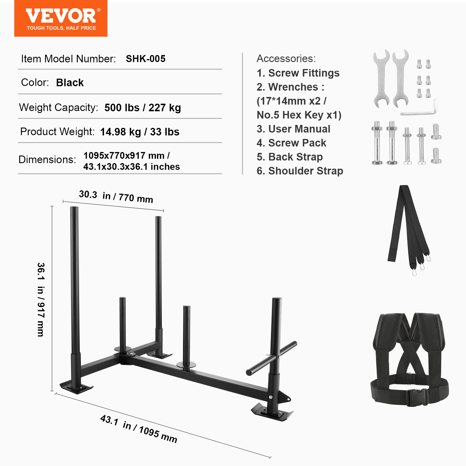 VEVOR Weight Power Pull Push Sled Fitness Strength Speed Resistant Training Sled - Picture 69 of 86