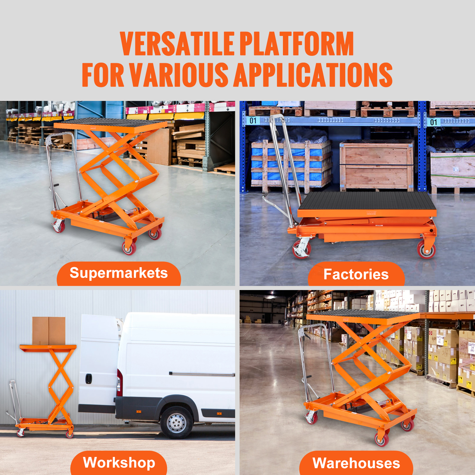 VEVOR Hydraulic Lift Table Cart 1100/330/500/770/1760 lbs Single/Double Scissor - Picture 93 of 110