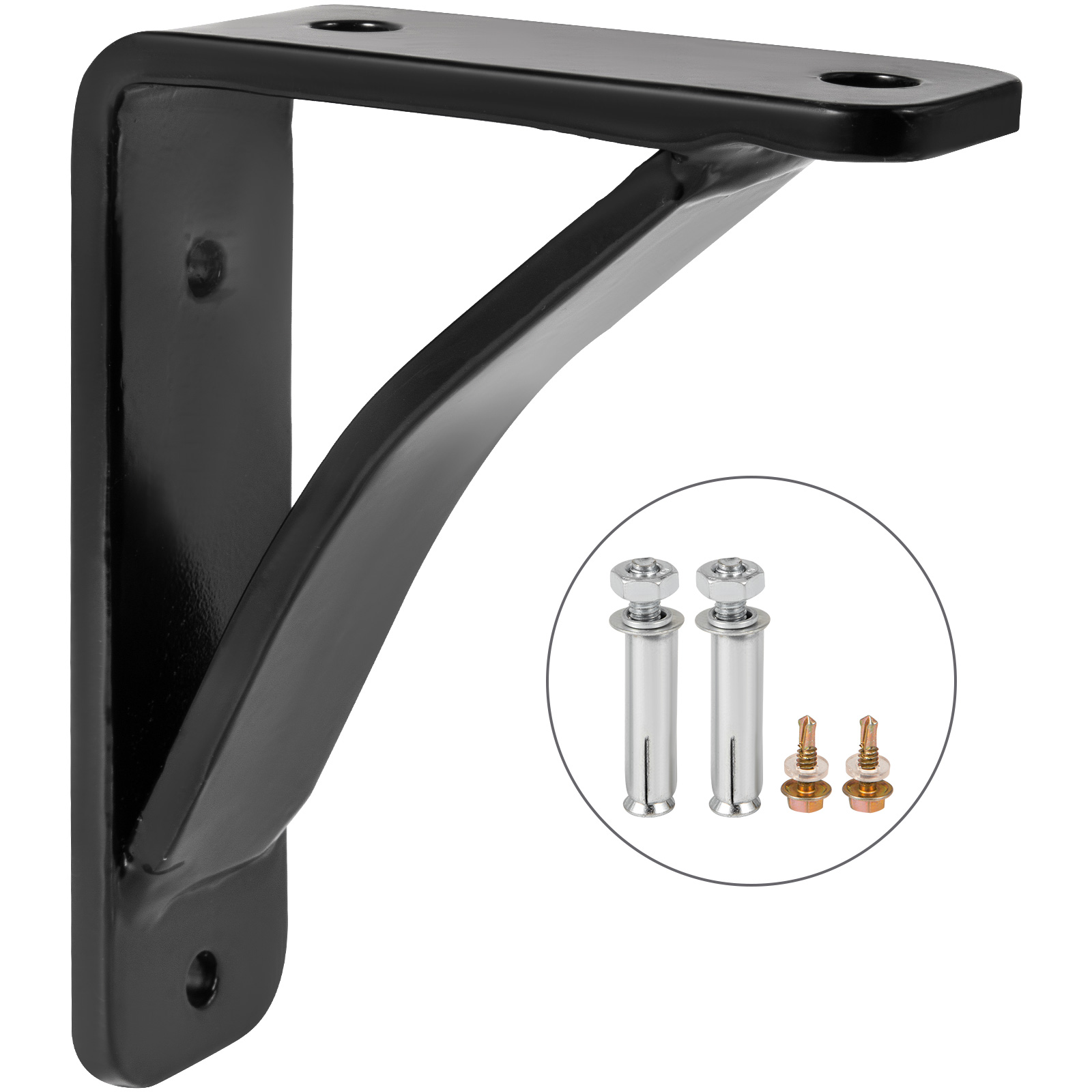 Mophorn Staffa Per Mensola, 6 Pezzi, 210 X 100 X 45 Mm, Staffe Per Mensola Sospesa Per Carichi Pesanti Staffa Per Mensola A L Opaca Spessa 5 Mm Staffa In Acciaio Capacita Di Carico Di 726 Kg Nero 85620930