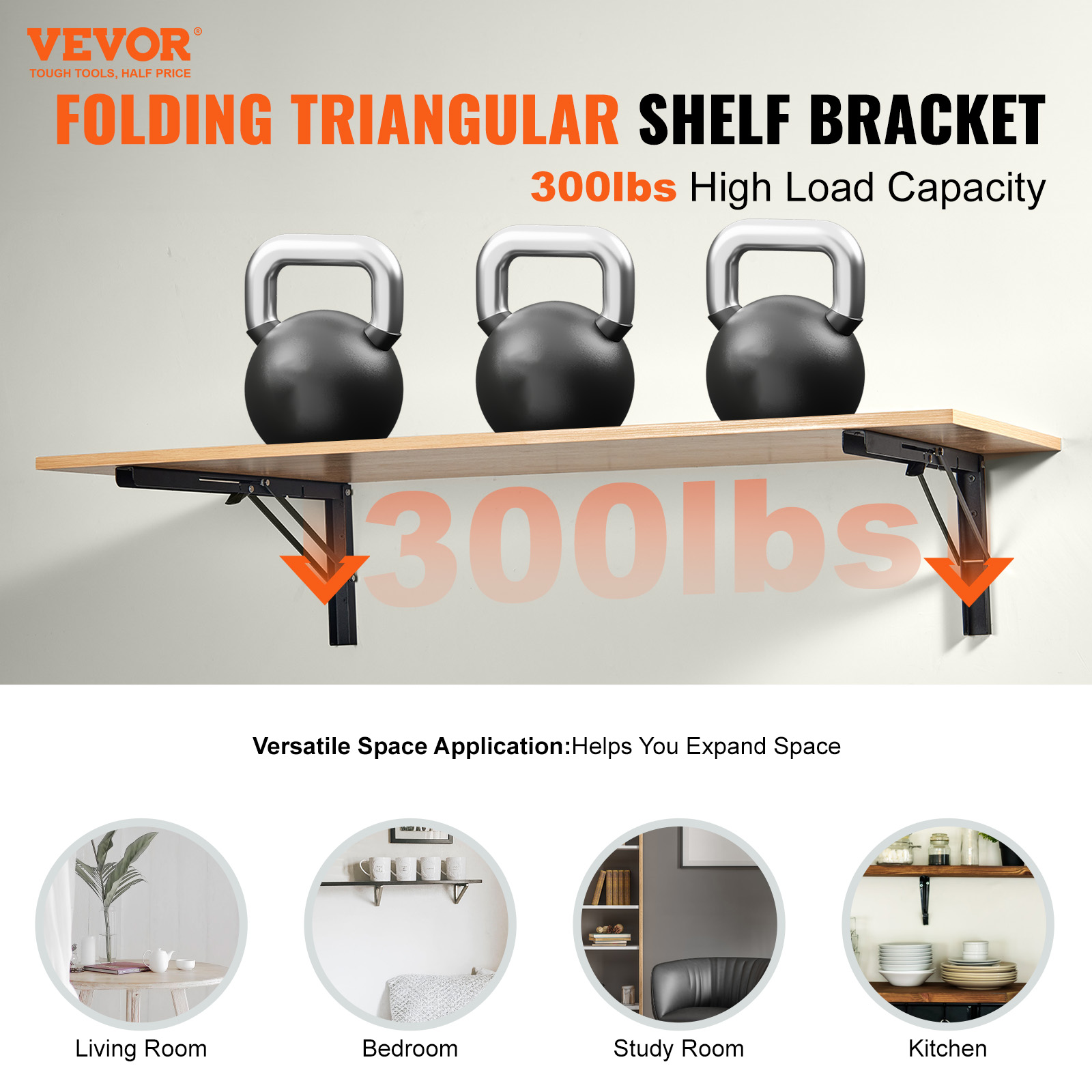 VEVOR 2-12Pcs Shelf Bracket 6"-24" Heavy Duty Floating Shelf Brackets