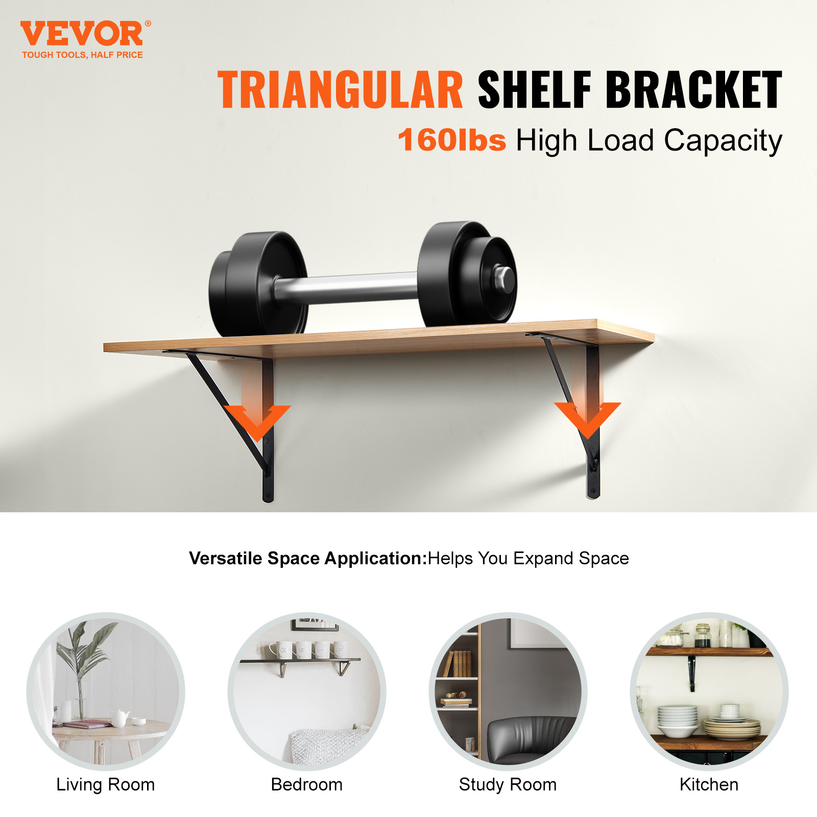 VEVOR 2-12Pcs Shelf Bracket 6"-24" Heavy Duty Floating Shelf Brackets