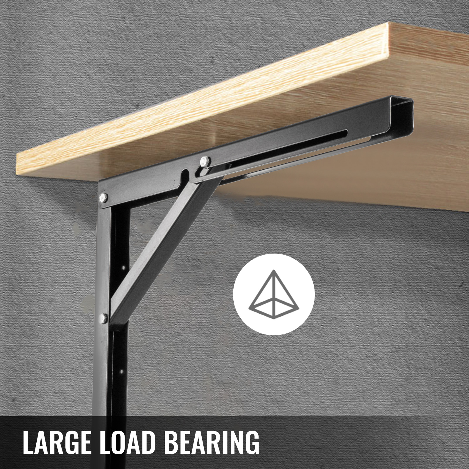QARA Folding Shelf/Folding Table Brackets, max Load 325 lbs. (150 kg)  Folding Table Bracket Hinge Wall Mounted, Steel Collapsible Shelf, (12 inch