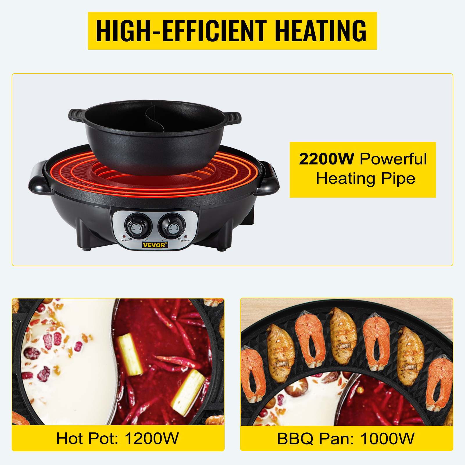 Title 7, VEVOR 2 in 1 Electric Hot Pot BBQ Grill 2200W M...