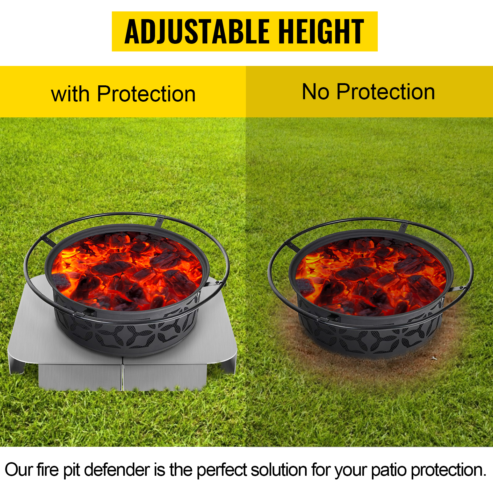 VEVOR Fire Pit Heat Shield, 20 x 20 inch Deck Defender & Grass Guard