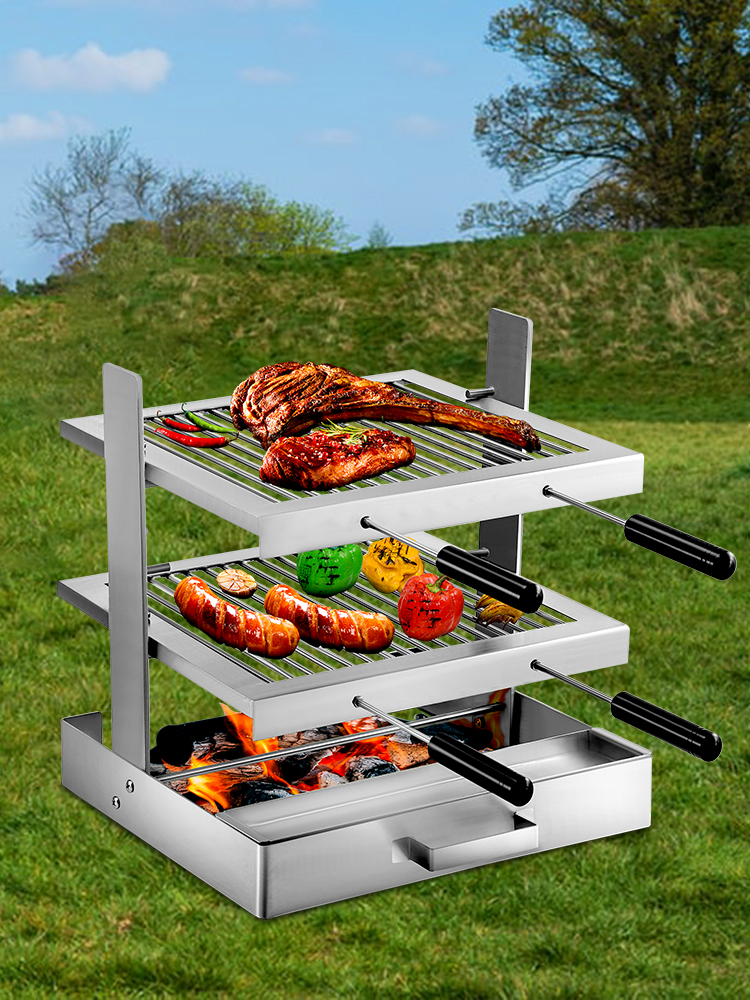 SpitJack Portable Camping grill. Cook Over A Fireplace or Campfire with An All Stainless Steel Cooking Grate and Drip Pan